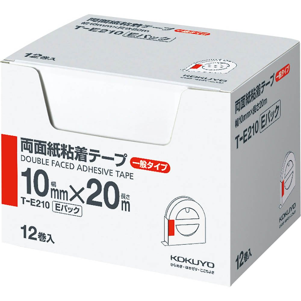 コクヨ 両面紙粘着テープ お徳用Eパック 10mm幅×20m 12巻入 T-E210 – FUJIX