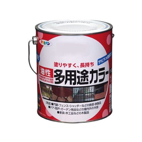 （まとめ買い）アサヒペン 油性多用途カラー 1.6L カーキー 〔3缶セット〕