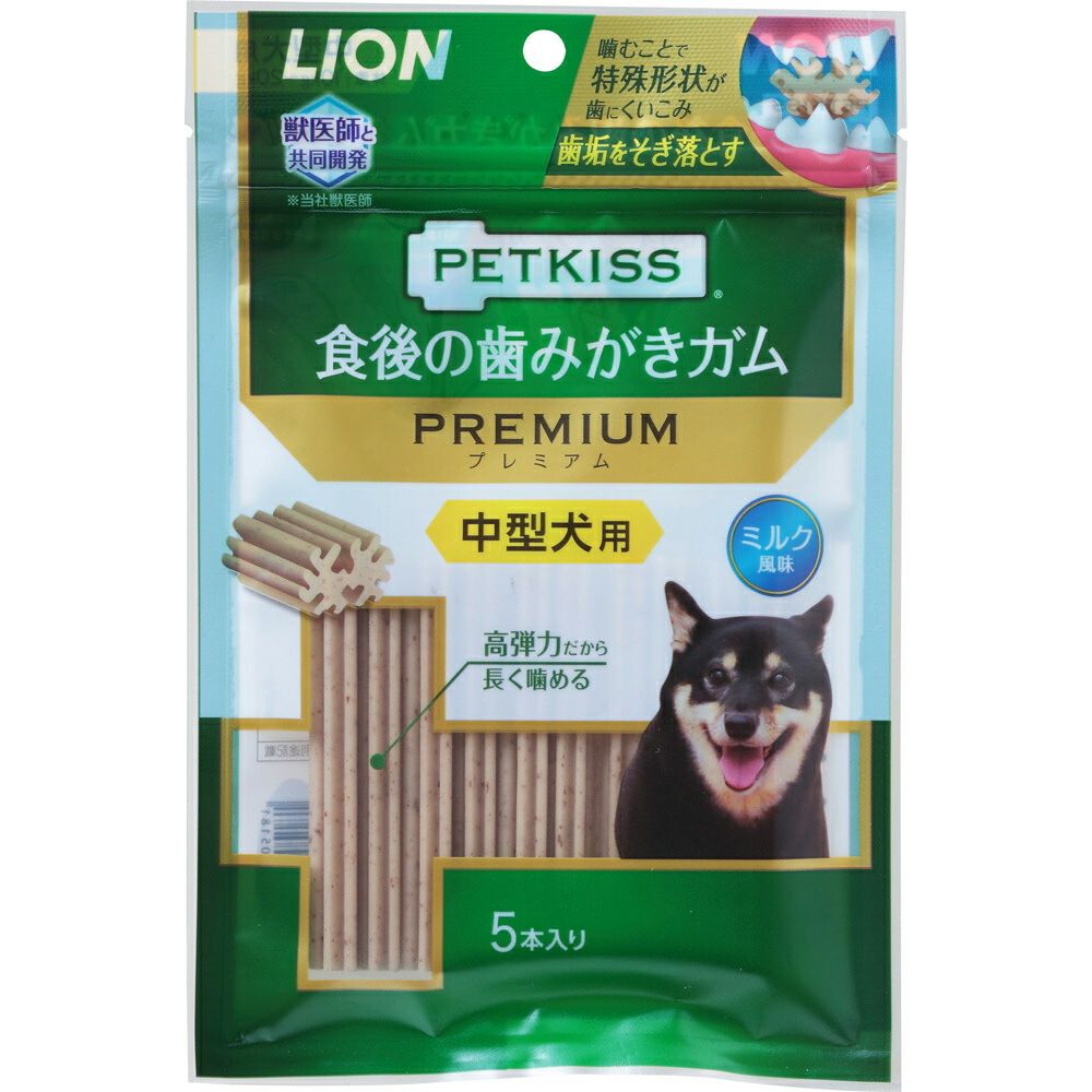 ライオン PETKISS 食後の歯みがきガム プレミアム 中型犬用 5本 – FUJIX