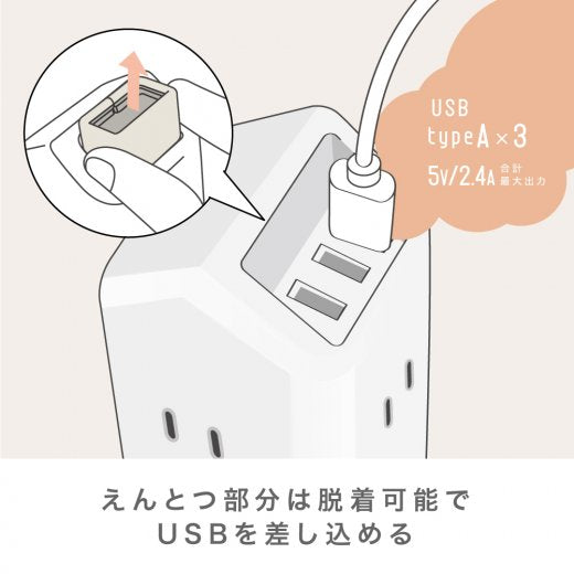 （まとめ買い）ソニック えんとつ屋根のコンセントハウス USBポート付おうち型卓上コンセント バイオレット ULH-7807-V 〔3個セット〕