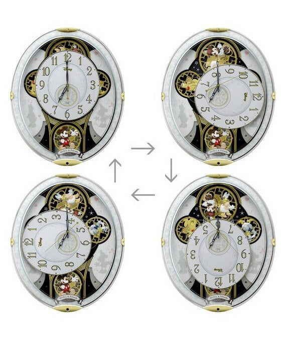 リズム RHYTHM ディズニー ミッキーフレンズ 掛け時計 電波時計 からくり時計 メロディ付き 白 M509 4MN509MC03 – FUJIX