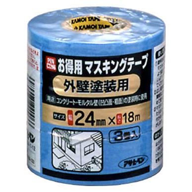 アサヒペン PCお徳用マスキングテープ 24X3巻入り 外壁塗装用