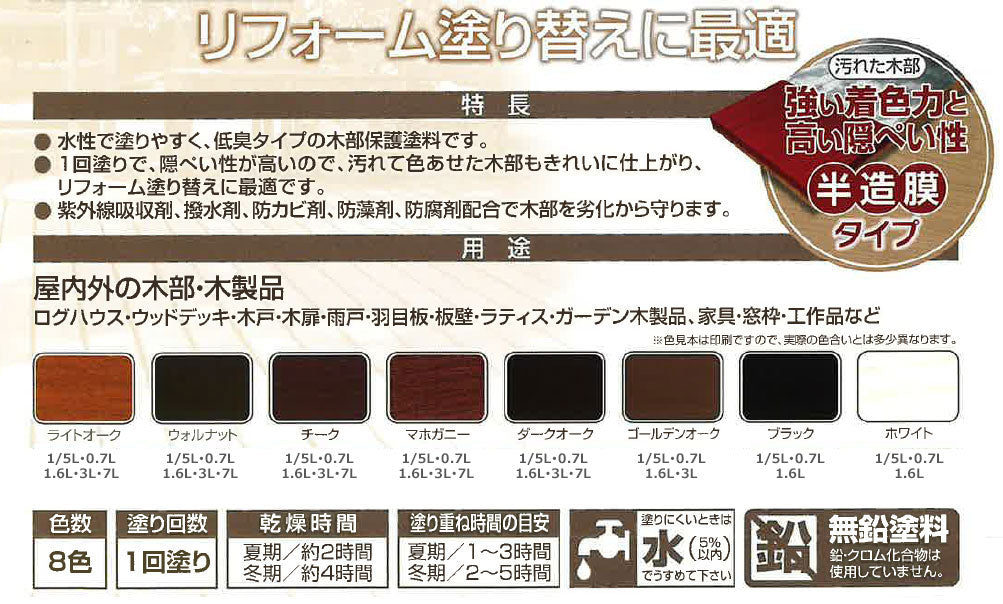 アサヒペン 木部水性塗料 水性ウッドリフォームペイント 7L チーク – FUJIX