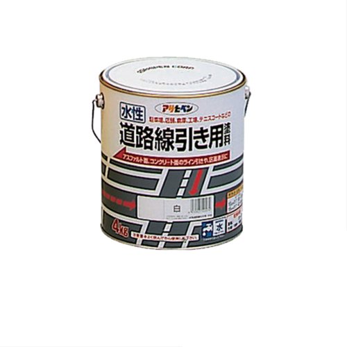 （まとめ買い）アサヒペン 水性道路線引き用塗料 白 4kg 〔3缶セット〕
